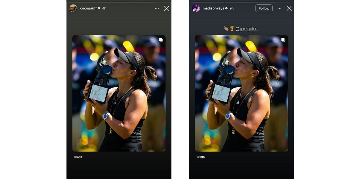 Coco Gauff and Madison Keys' Instagram stories